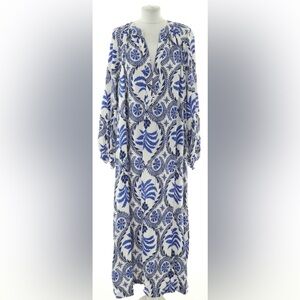 H&M Blue and White Patterned Maxi Dress size S